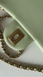 Chanel Lambskin Quilted CC Pearl Crush Mini Square Flap Light Green - Image 18