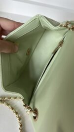 Chanel Lambskin Quilted CC Pearl Crush Mini Square Flap Light Green - Image 20