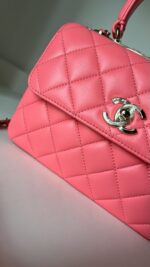 Chanel 24C Cruise Top Handle Coral Lambskin 3 Way - Image 4