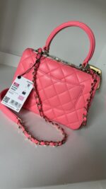 Chanel 24C Cruise Top Handle Coral Lambskin 3 Way - Image 7