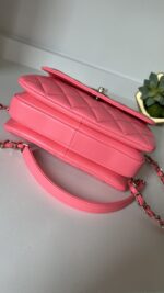 Chanel 24C Cruise Top Handle Coral Lambskin 3 Way - Image 13