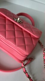 Chanel 24C Cruise Top Handle Coral Lambskin 3 Way - Image 14