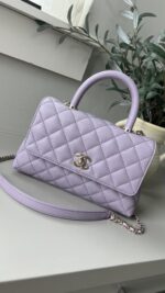 Chanel Caviar Quilted Mini Coco Handle Flap Light Purple
