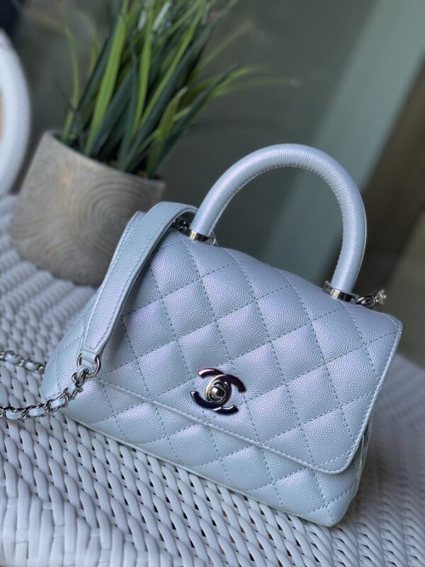 IMG_1920 Chanel Extra Mini Coco Top Handle Iridescent Caviar Mermaid Hardware - Image 1