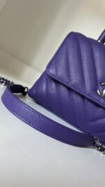 Chanel Chevron Quilted Mini  Coco Top Handle Flap Purple Caviar - Image 4