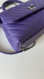 Chanel Chevron Quilted Mini  Coco Top Handle Flap Purple Caviar - Image 11