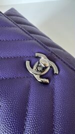 Chanel Chevron Quilted Mini  Coco Top Handle Flap Purple Caviar - Image 13