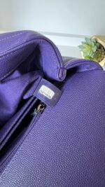 Chanel Chevron Quilted Mini  Coco Top Handle Flap Purple Caviar - Image 23