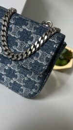 Celine Claude Denim Chain Shoulder Bag - Image 3