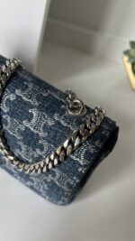 Celine Claude Denim Chain Shoulder Bag - Image 4