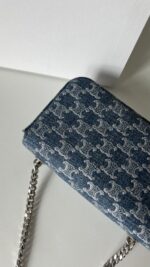 Celine Claude Denim Chain Shoulder Bag - Image 10