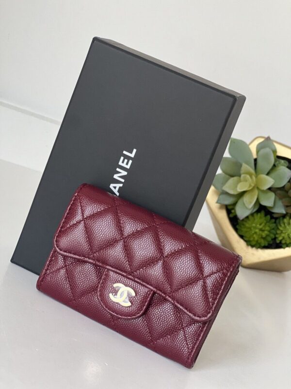 Chanel Flap Card Holder Caviar Burgundy