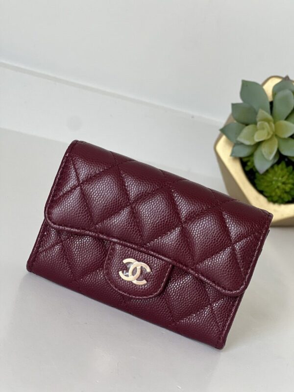 Chanel Flap Card Holder Caviar Burgundy - Image 2