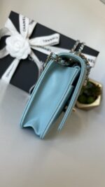 Chanel Trendy WOC Wallet On Chain Chevron Lambskin Turquoise - Image 7