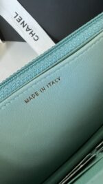 Chanel Trendy WOC Wallet On Chain Chevron Lambskin Turquoise - Image 18