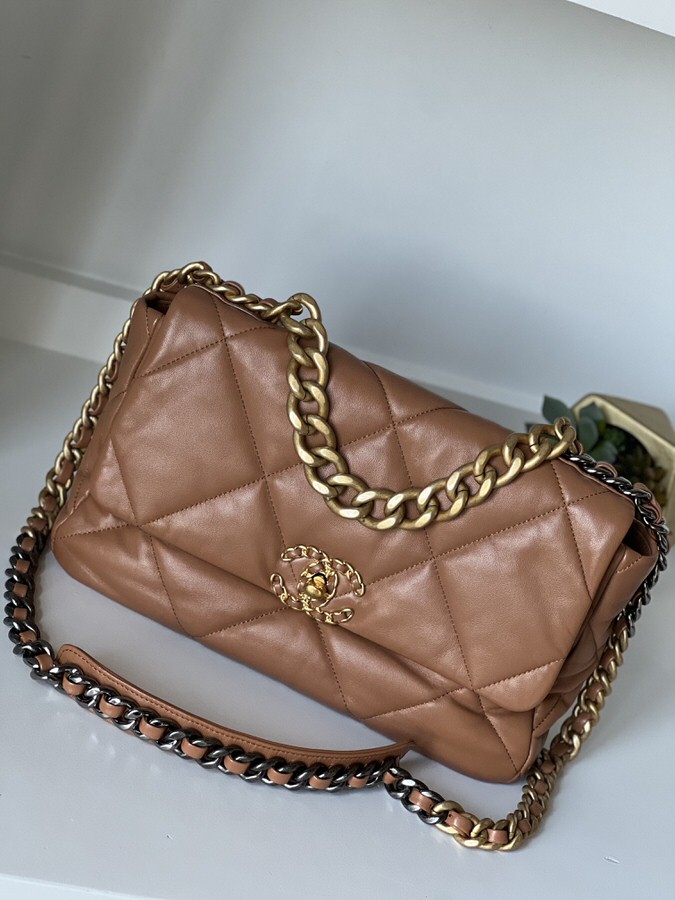 IMG_8062 Chanel 19 Large Lambskin Caramel - Image 1