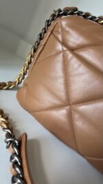 Chanel 19 Large Lambskin Caramel - Image 15