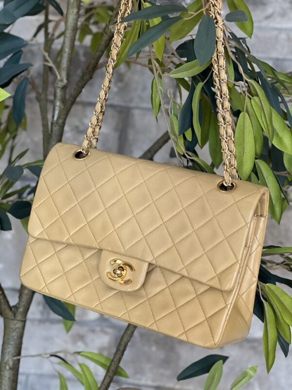 Chanel Small Classic Double Flap Lambskin Dark Beige GHW - Image 2