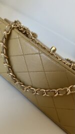 Chanel Small Classic Double Flap Lambskin Dark Beige GHW - Image 9