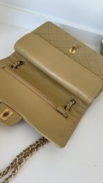 Chanel Small Classic Double Flap Lambskin Dark Beige GHW - Image 17