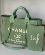 Chanel Small Deauville With Pouch Green