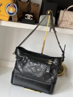 Chanel Medium Gabrielle Black Crinkled Calfskin