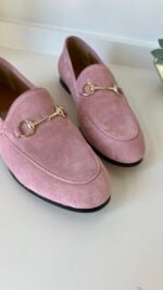 Gucci Pink Suede Loafers 38 - Image 2