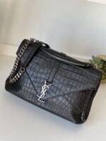 YSL College Shoulder BagCrocodile Embossed Leather
