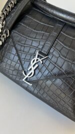 YSL College Shoulder BagCrocodile Embossed Leather - Image 3
