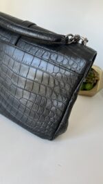 YSL College Shoulder BagCrocodile Embossed Leather - Image 13