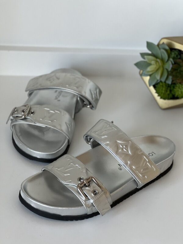 IMG_6889 Louis Vuitton Bom Dia Silver Slides 37.5 - Image 1