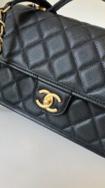 Chanel Quilted Caviar School Memory Small Top Handle Flap Black - Image 4