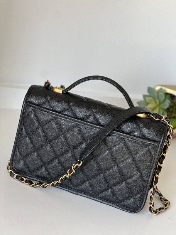 Chanel Quilted Caviar School Memory Small Top Handle Flap Black - Image 7
