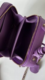 Chanel Caviar Quilted Small CC Filigree Vanity Case Purple - Image 7