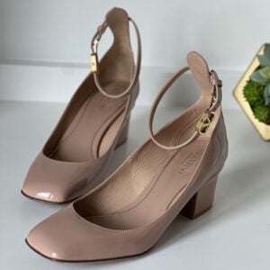 Valentino Tan-Go Logo Plaque Block Heel Pumps 37.5