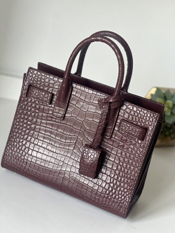 YSL Sac De Jour Burgundy Crocodile - Image 6