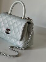 Chanel Extra Mini Coco Top Handle Iridescent Blue Rainbow Hardware - Image 2