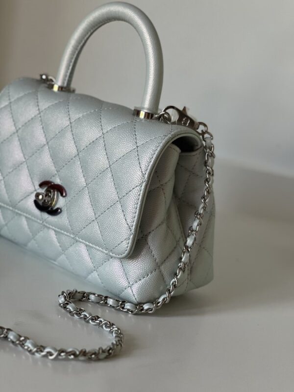 Chanel Extra Mini Coco Top Handle Iridescent Blue Rainbow Hardware - Image 2