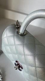 Chanel Extra Mini Coco Top Handle Iridescent Blue Rainbow Hardware - Image 4