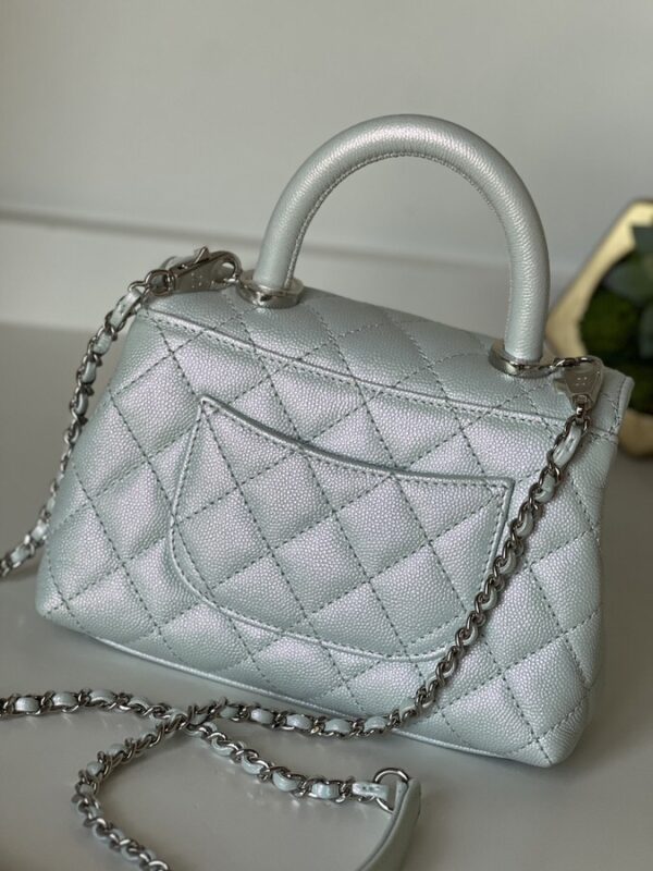 Chanel Extra Mini Coco Top Handle Iridescent Blue Rainbow Hardware - Image 7