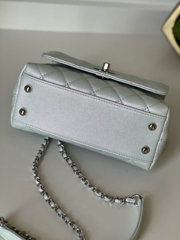Chanel Extra Mini Coco Top Handle Iridescent Blue Rainbow Hardware - Image 9