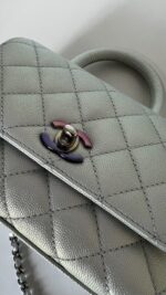 Chanel Extra Mini Coco Top Handle Iridescent Blue Rainbow Hardware - Image 12