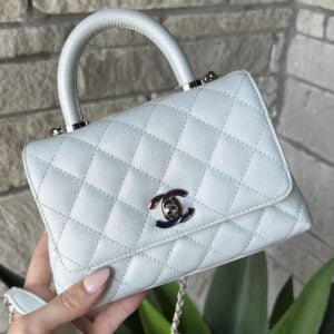 Chanel Extra Mini Coco Top Handle Iridescent Blue Rainbow Hardware