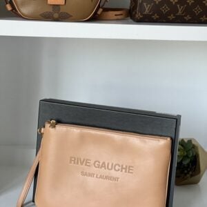 YSL Rive Gauche Wristlet Pouch Leather