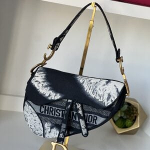 Christian Dior Embroidered Tie Dye Saddle Bag Blue Multicolor