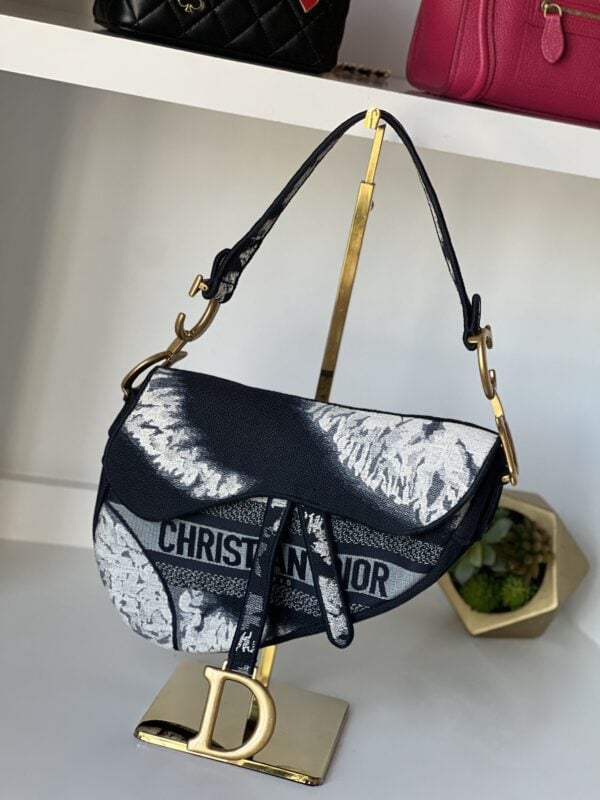 Christian Dior Embroidered Tie Dye Saddle Bag Blue Multicolor