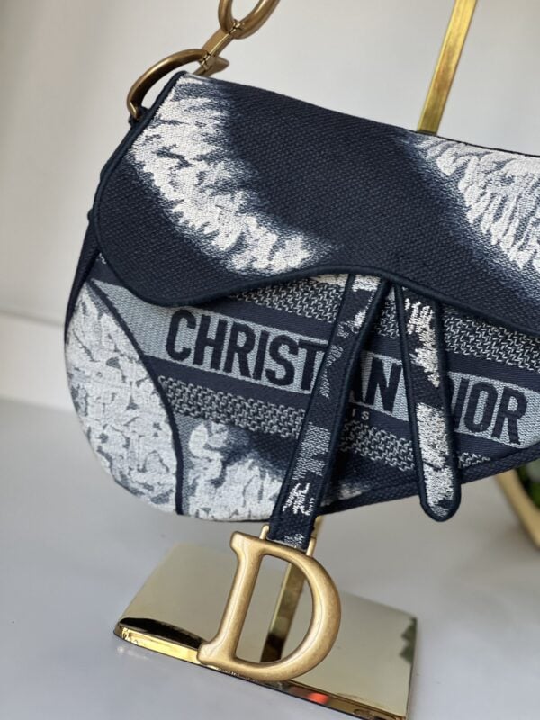 Christian Dior Embroidered Tie Dye Saddle Bag Blue Multicolor - Image 2