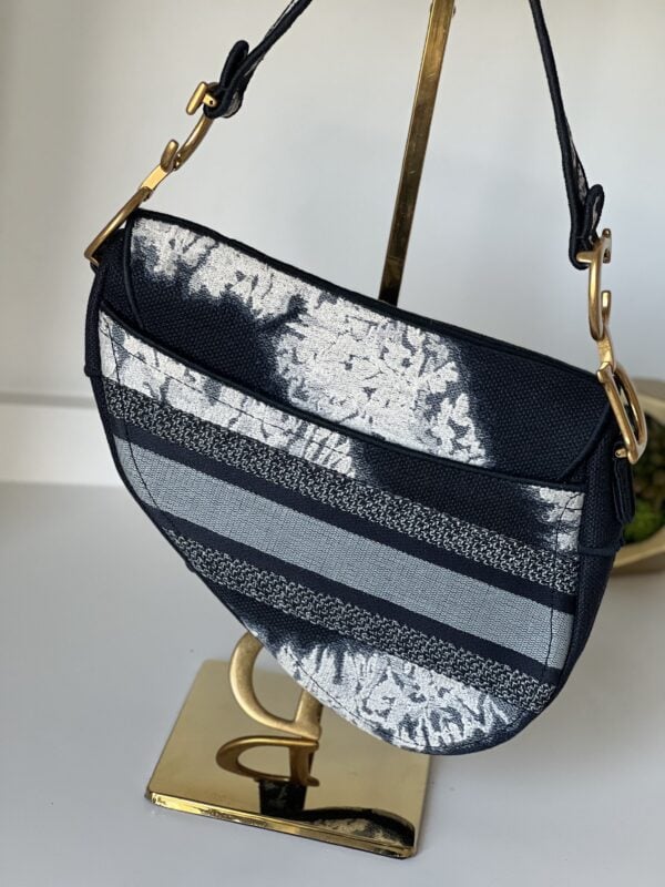Christian Dior Embroidered Tie Dye Saddle Bag Blue Multicolor - Image 7