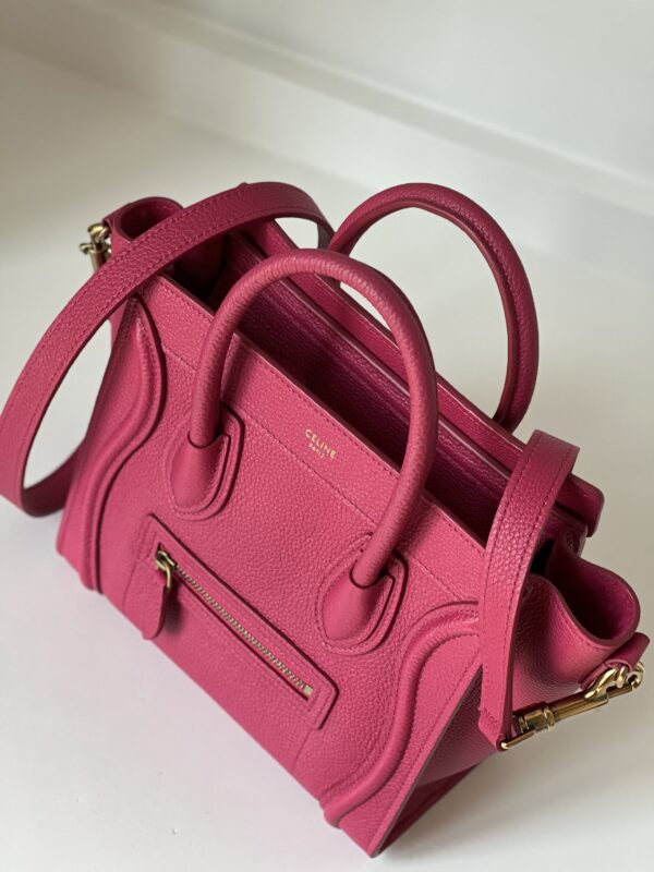 Celine Nano Luggage Fuchsia Drummed Calfskin - Image 2