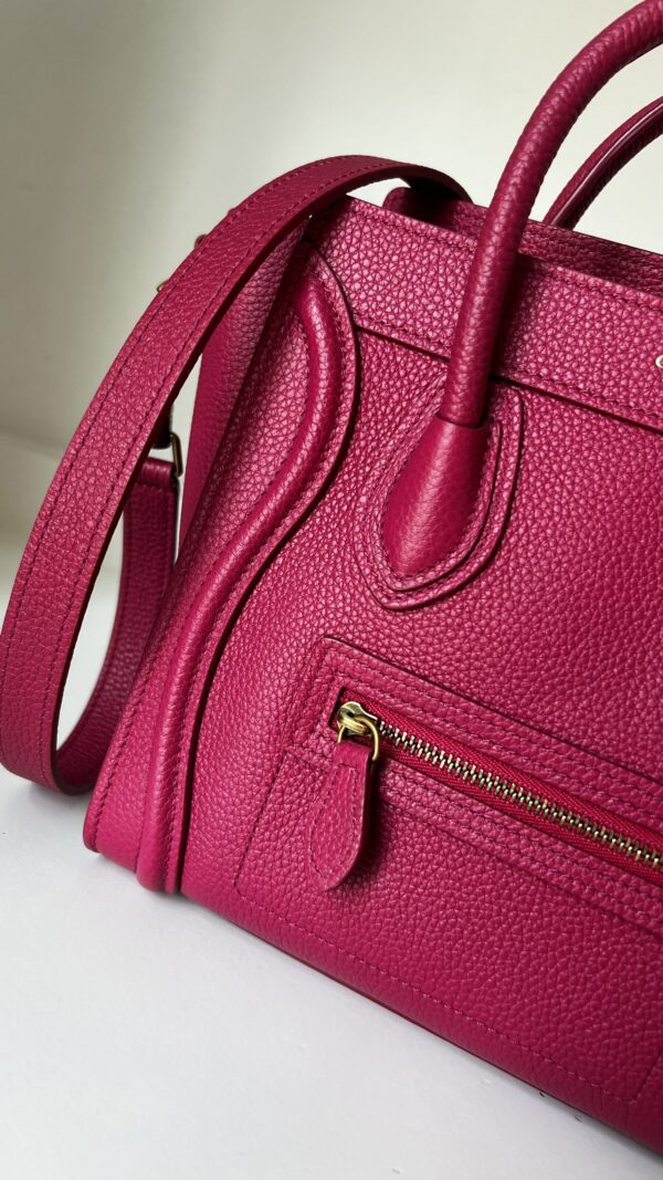Celine Nano Luggage Fuchsia Drummed Calfskin - Image 3